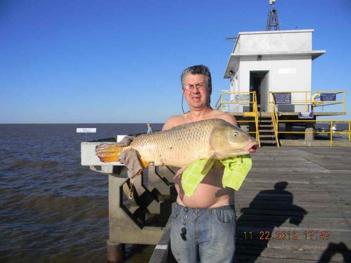 Carlos y su carpa de 6,600 kg